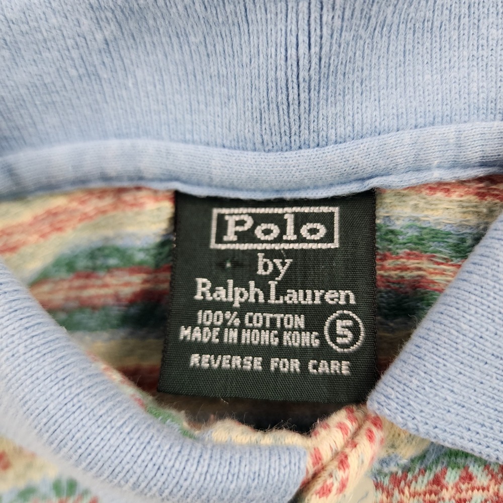 Vintage Polo Ralph Lauren Boys Size 5 Aztec Geometric Knit Polo Shirt Multicolor - Picture 3 of 6